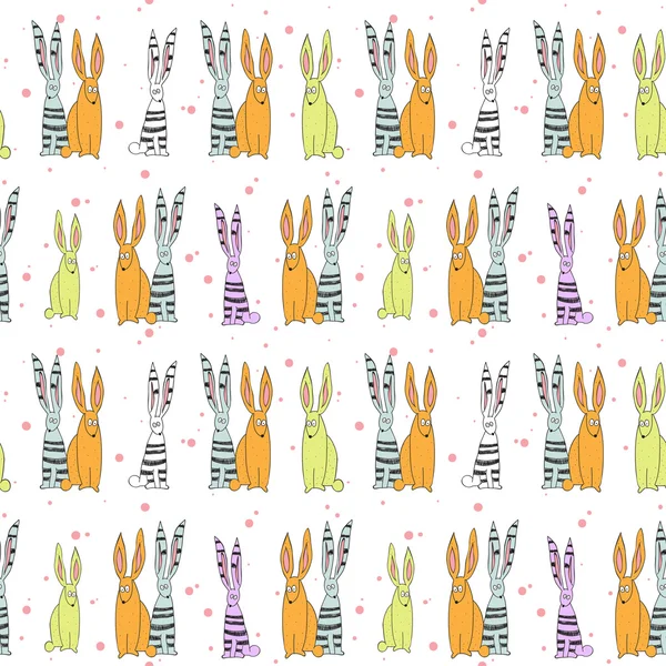 Lindos conejos sin costura de fondo. Ilustración vectorial . — Archivo Imágenes Vectoriales