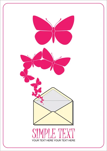 Ilustração vetorial abstrata com envelope e borboletas. Lugar para o seu texto . — Vetor de Stock