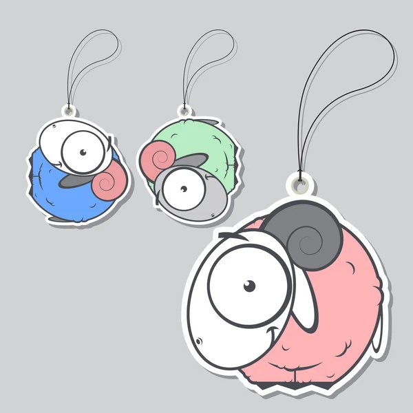 Set of tags with cute sheep.Vector illustration. — Stock Vector