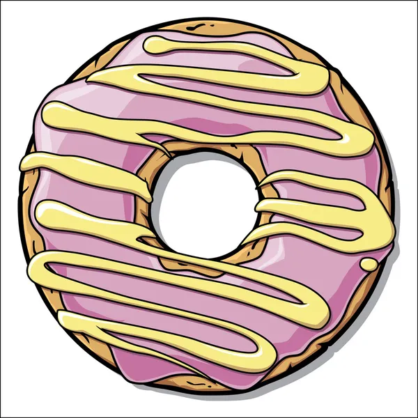 Rosquilla con crema rosa. Vector — Vector de stock