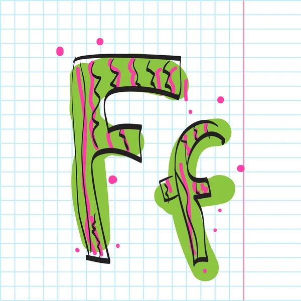 Lettre f de l'alphabet bonbons sur fond d'écriture-livre. Illustration vectorielle — Image vectorielle