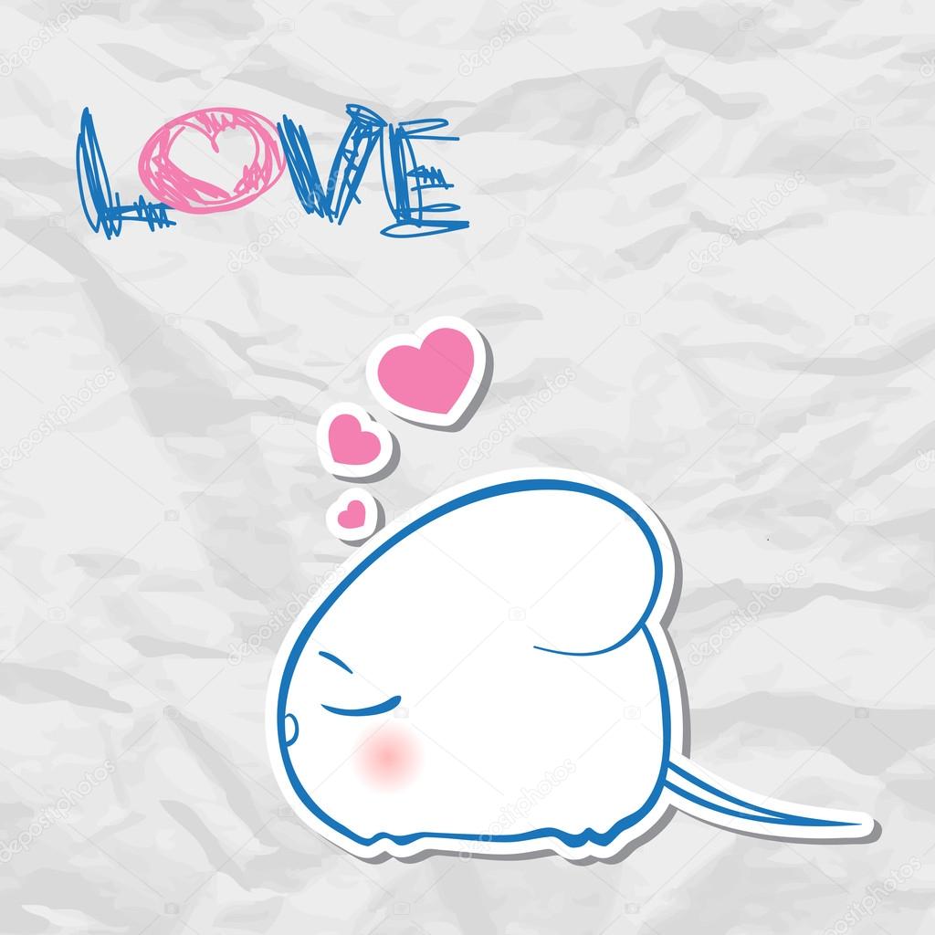 Nice sleeping mouse with hearts on a paper-background. Vector illustration.