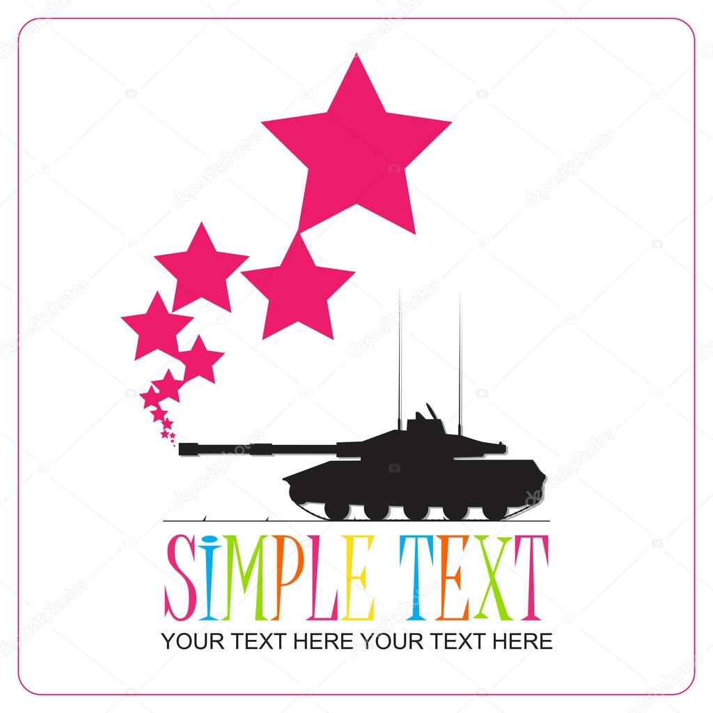 Abstract vector illustration with tank and hearts.