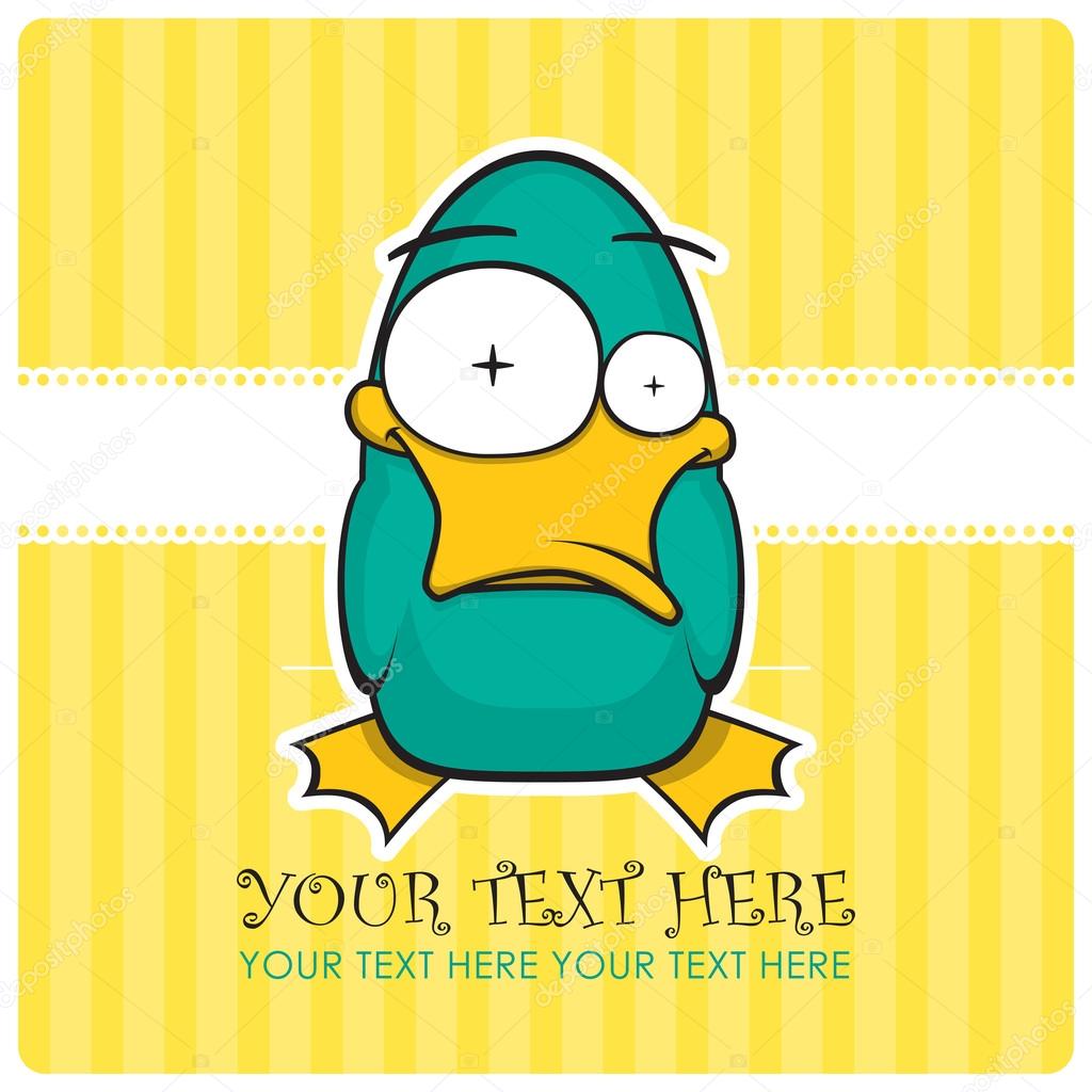 Funny duck vector illustration. Place for your text.