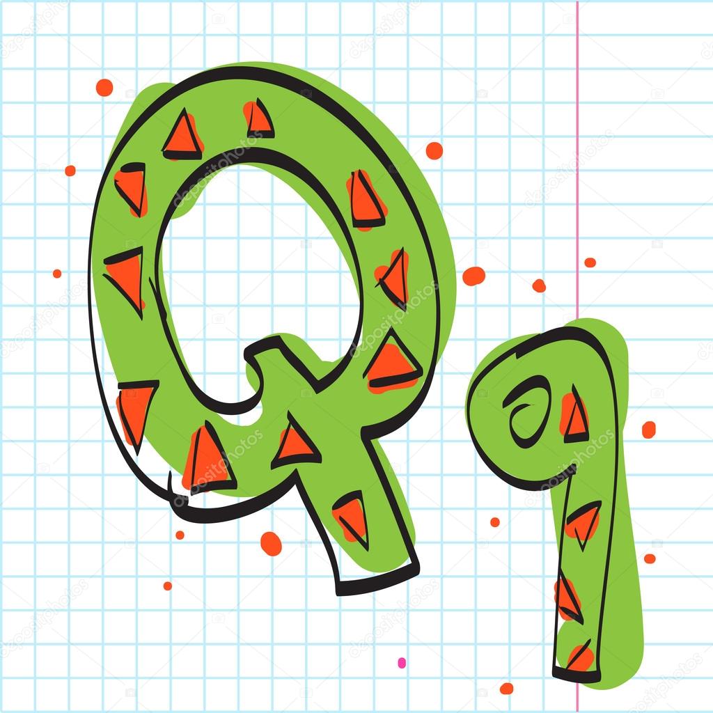 執筆本背景にキャンディ アルファベットからの手紙 q。ベクトル イラスト