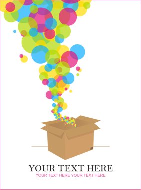 kapalı bir kutu alarak balonlar. tasarlamak vektör çizim. metin için yer.