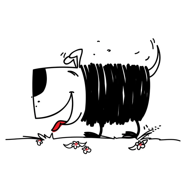 Kroki tarzı kağıt arka plan üzerinde güzel köpek. vektör çizim. metin için yer.