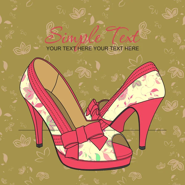 Fashion shoes with floral print. Vector illustration. Place for your text. — Stock Vector