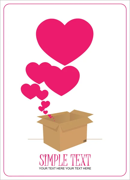 Corazones despegando de una caja. Ilustración abstracta del vector . — Vector de stock