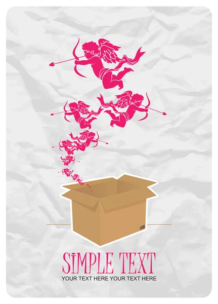 Amour taking off from a box. Abstract vector illustration. Place for your text. — Stock Vector