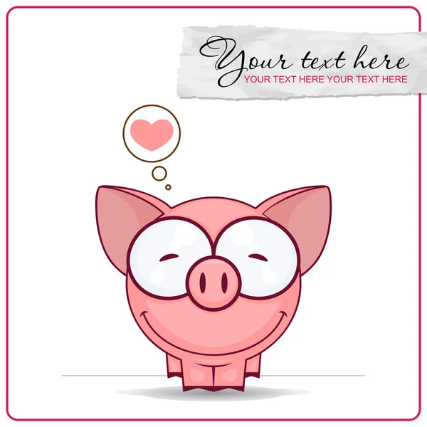 Cute vector piggy with heart. Place for your text. — Stock Vector
