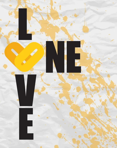 One love non-grunge text auf papier-hintergrund. Vektor — Stockvektor