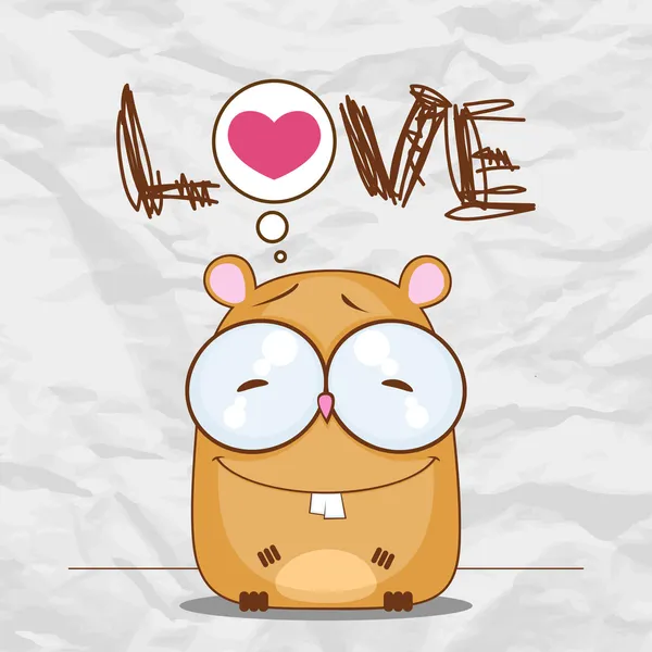 Vectorillustratie met cute cartoon hamster op een papier-achtergrond. — Stockvector