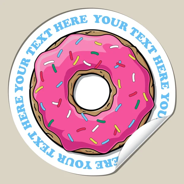 Vektor-Sticker mit Cartoon-Donut. Platz für Ihren Text. — Stockvektor