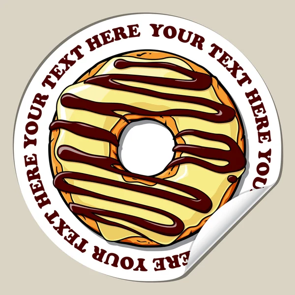 Vector sticker with cartoon donut. Place for your text. — Stock Vector