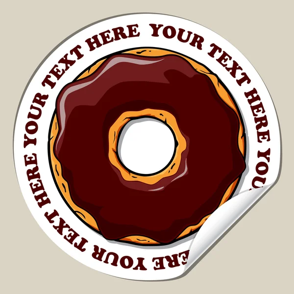 Vektor klistermärke med tecknade donut. plats för din text. — Stock vektor