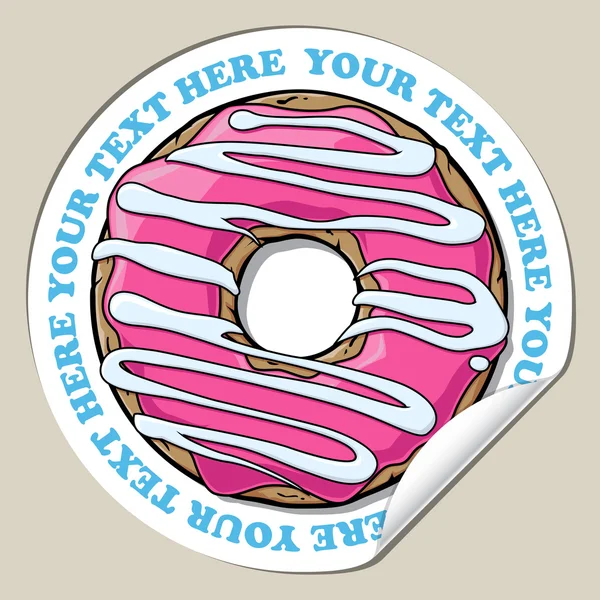 Vector sticker met cartoon donut. plaats voor uw tekst. — Stockvector