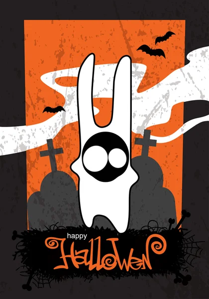 Halloween fond avec dessin animé monstre lapin . — Image vectorielle