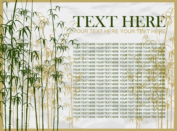 Ilustración vectorial de bambú sobre un fondo de papel gris. Lugar para su texto — Vector de stock