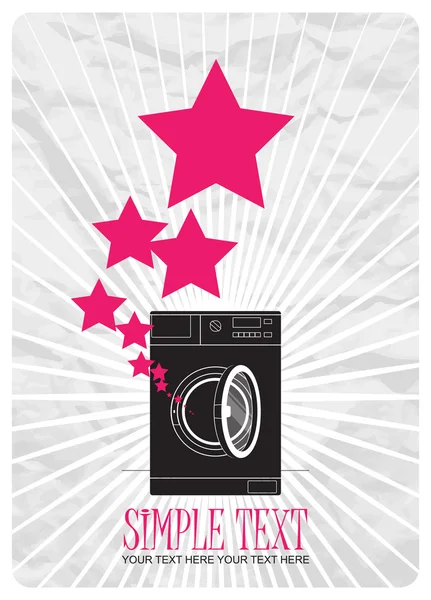 Abstract vector illustration of washing machine and stars. — Stock Vector