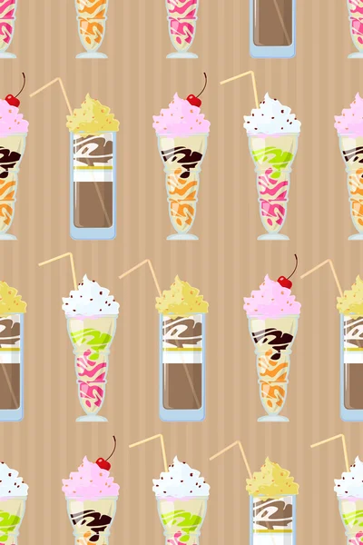 Texture transparente vectorielle avec cocktails et milkshakes . — Image vectorielle