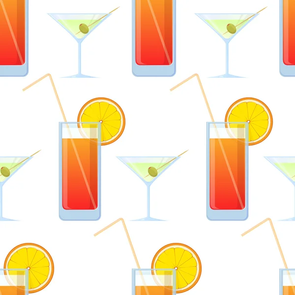 Vector seamless texture with cocktails and martini. — Stock Vector