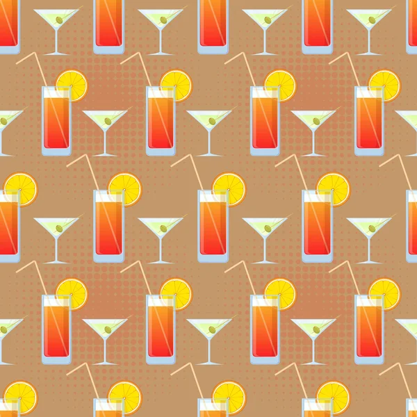 Texture transparente vectorielle avec cocktails et martini . — Image vectorielle