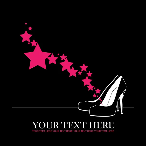 Vector illustration of a high-heeled shoes and stars. — Stock Vector