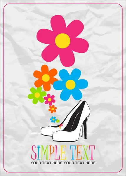 Vector illustratie van een schoenen met hoge hakken en bloemen. — Stockvector