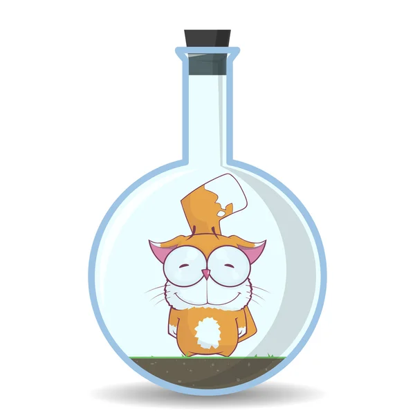 Abstract vector illustration of flask with cartoon cat. — Stock Vector