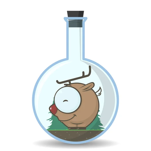 Vector illustration of flask with cartoon deer. — Stock Vector