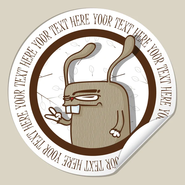 Sticker with cartoon rabbit — Stock Vector