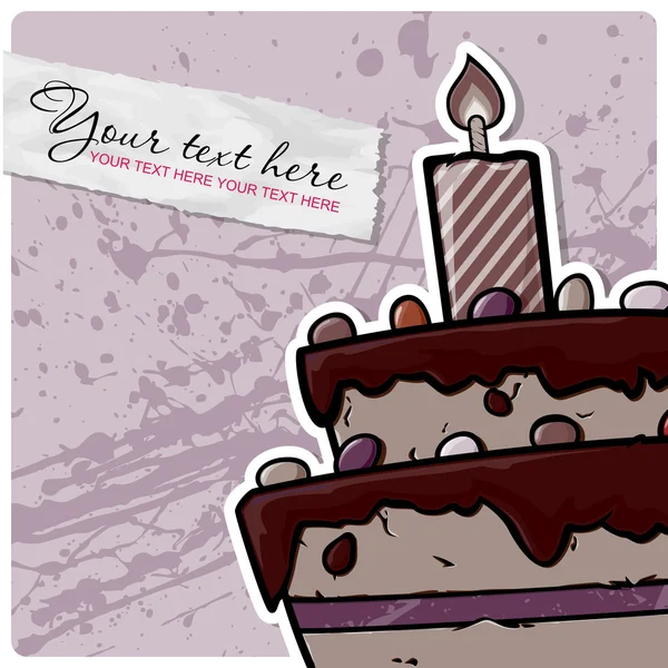 Tarjeta de pastel de cumpleaños de dibujos animados. Ilustración vectorial — Vector de stock