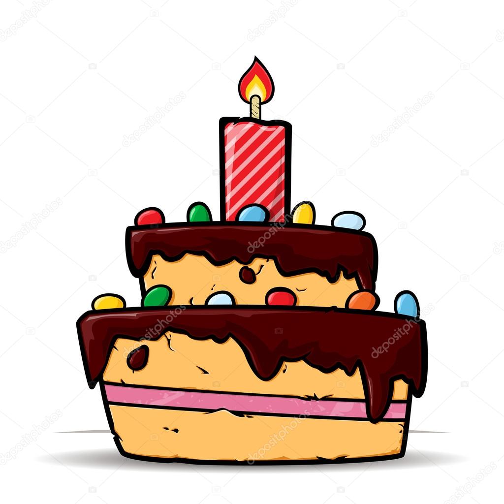 Cartoon birthday cake card. Vector illustration Stock Vector Image by ...