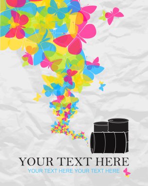 varil ve kelebekler tasarlamak vektör çizimi. metin için yer.