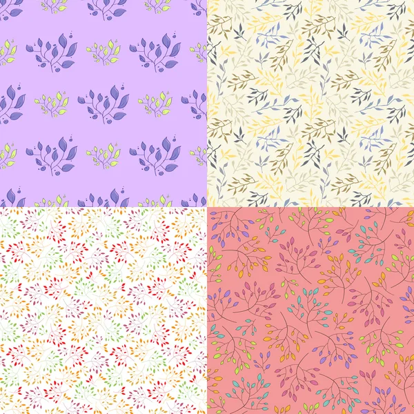 Vector set van abstracte floras naadloze texturen. — Stockvector