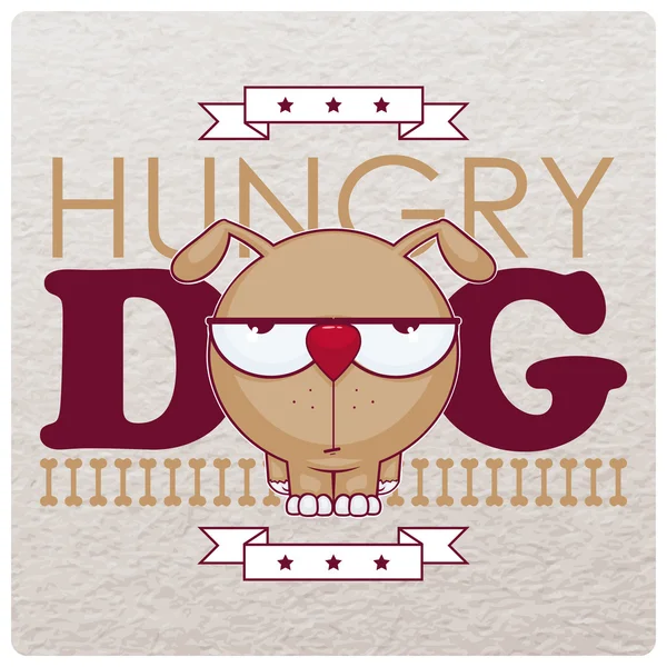 Vector illustration with hungry dog and bone. — Stock Vector