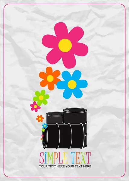 Vectorillustratie van vaten en bloemen. plaats voor uw tekst. — Stockvector