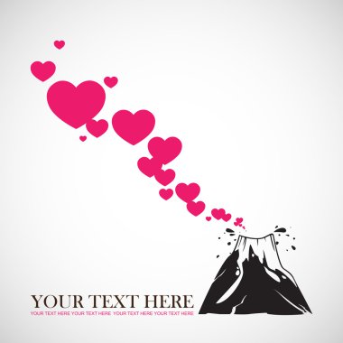 Volkan ve kalpleri tasarlamak vektör çizim.