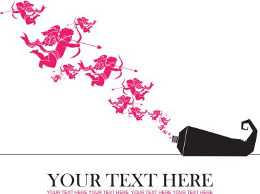 tüp ve cupids tasarlamak vektör çizim.