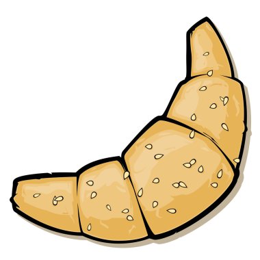 karikatür kruvasan. vektör çizim.