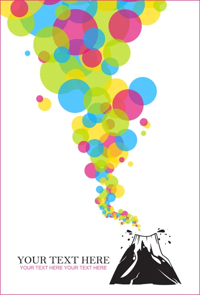 Abstract vectorillustratie met vulkaan en ballonnen. — Stockvector