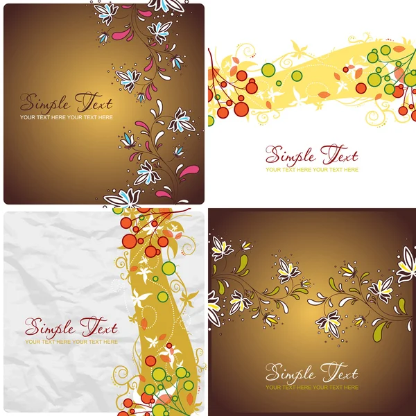 Set di illustrazioni vettoriali con sfondi floreali . — Vettoriale Stock