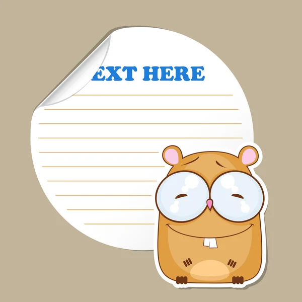 Message sticker with funny cartoon hamster. Vector. — Stock Vector