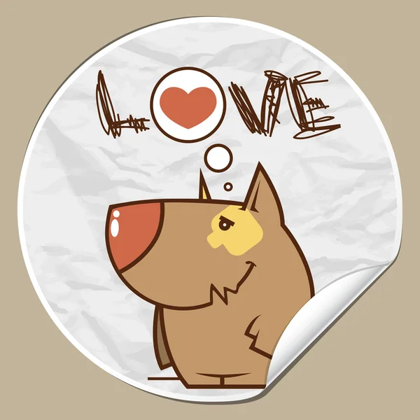 Sticker met grappige cartoon hond. vector. — Stockvector