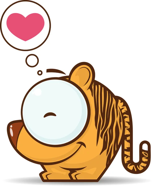 Vector illustration of cute cartoon tiger and heart. — Stock Vector