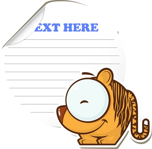 Mensaje pegatina con divertido tigre de dibujos animados — Vector de stock