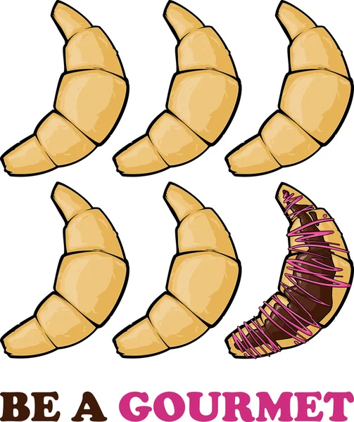 Vector kaart met croissants en tekst. — Stockvector