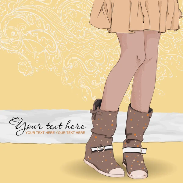 Young girl in boots — Stock Vector