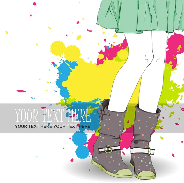 年轻女孩的靴子 — 图库矢量图片